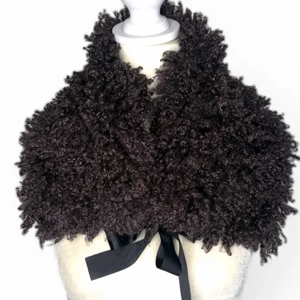 Steve Mac New York Curly Collar Shawl Eggplant OS - Image 4