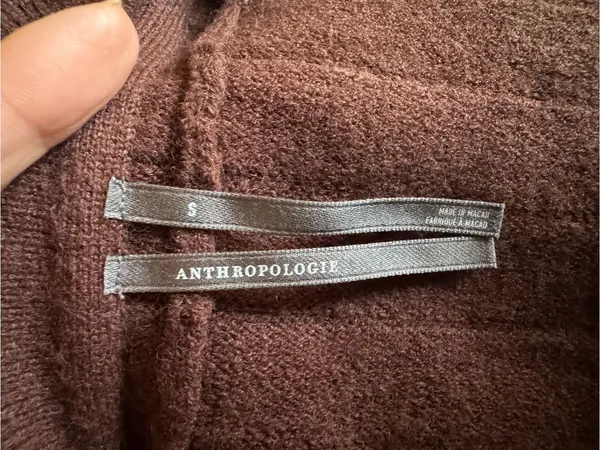 Anthropologie Brown Ribbed Knit A-Line Mini Sweater Dress NWT Small - Image 3