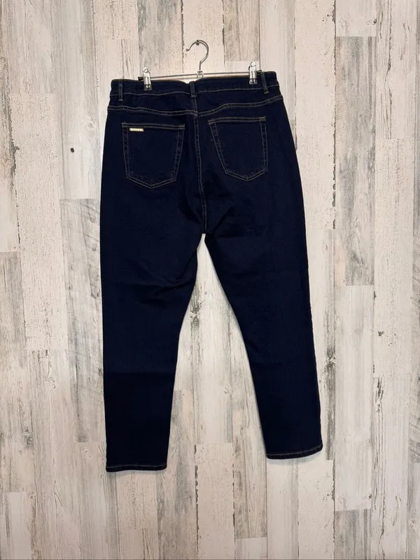 Michael Kors Dark Wash Skinny Jeans Womens 12 Gold Hardware Stretch Denim Pants - Image 2