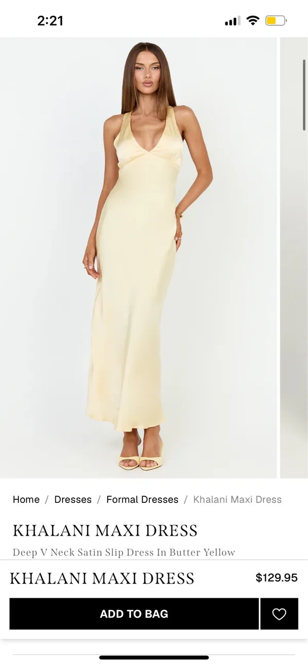 New Showpo Khalani Maxi Dress Deep V Neck Satin Slip Dress Size Small MSRP $129 - Image 2