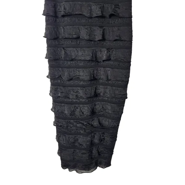 Inspired Hearts Black Tiered Ruffled Sleeveless Maxi Bodycon Sheath Dress Sz XS - Image 4