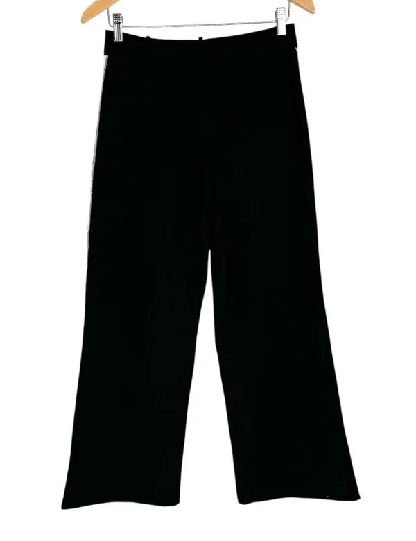 Zara Wide Leg Side Tape Stripe Pants Trouser Sz Medium Black - Image 4