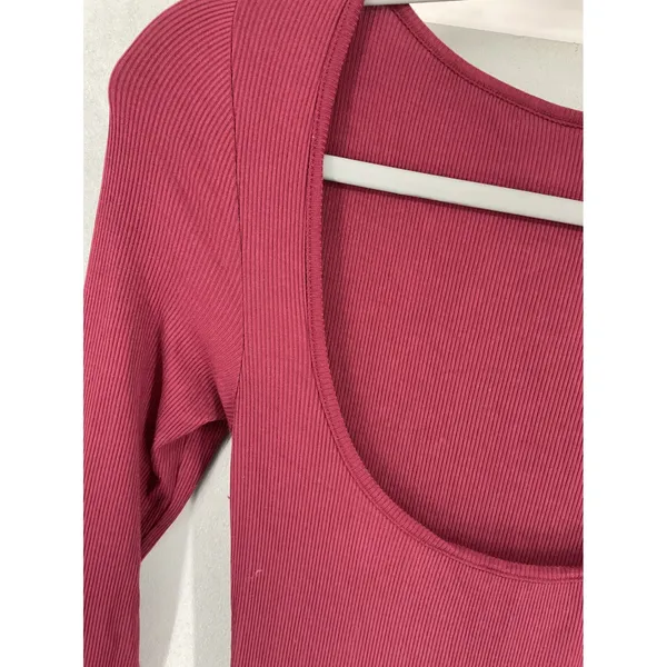SKIMS Women Maxi Dress Burgundy Ribbed Soft Lounge Scoop Neck S - Image 5