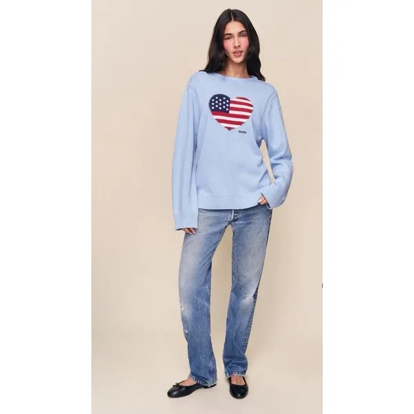 Guizio Americana Love Sweater Blue Oversized Sz Small NWT $188 - Image 2