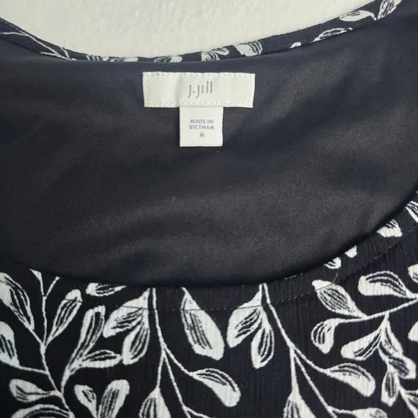 J.‎ Jill Womens Black White Floral Vine Print Scoop Neck Sleeveless Tank Top M - Image 2