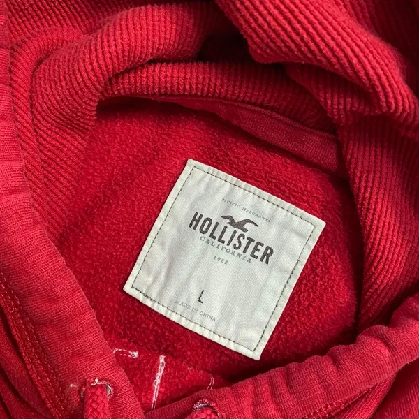 Hollister Red Hoodie Long Sleeve Pullover Y2k Grunge Streetcore - Image 5