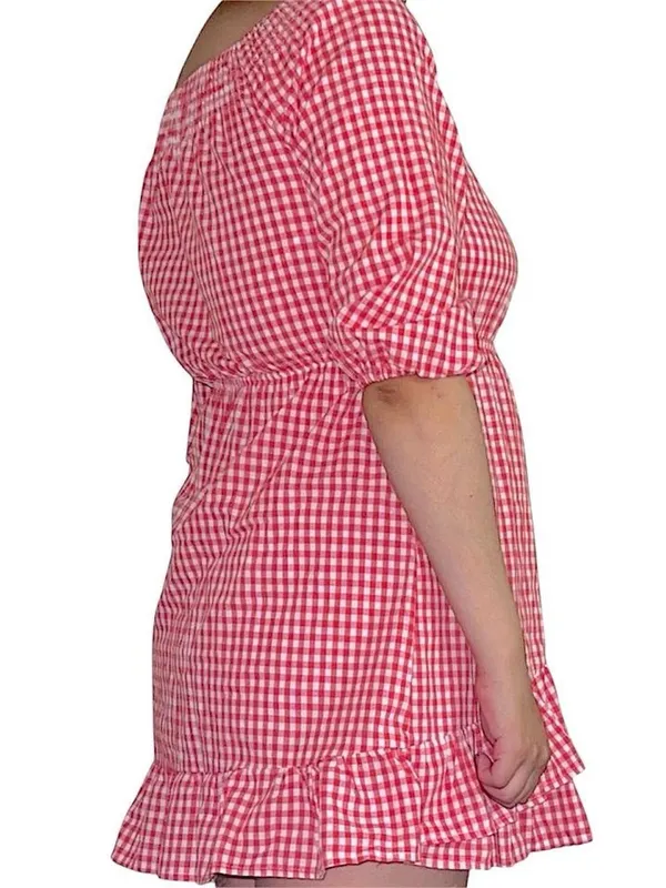Red gingham mini dress. White - Image 2