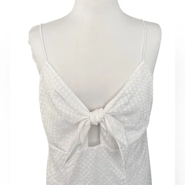 Alice + Olivia White Roe Tie Front Textured Mini Flare Slip Dress Size 12 NEW - Image 5