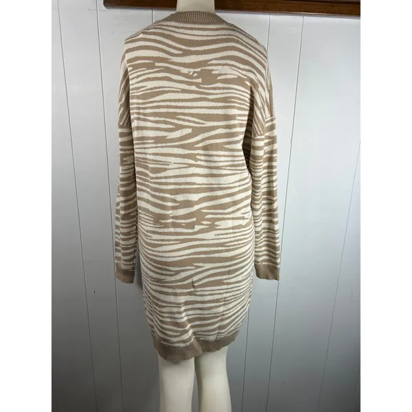 Wayf Intarsia Zebra Print Sweater Dress In Beige Zebra Size M. NWOT - Image 4