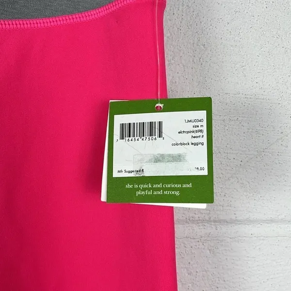 Kate Spade women’s electric pink colorblock legging yoga performance size M NWT - Image 2