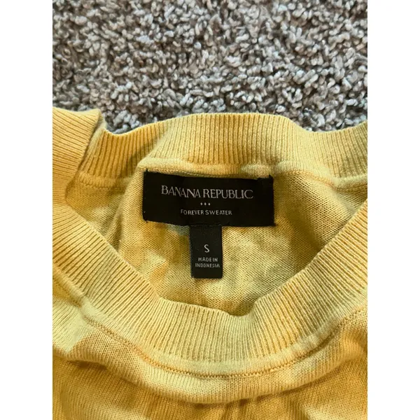 Banana Republic Forever Sweater Womens Small‎ Yellow Cotton Rayon Crew Neck S22 - Image 3