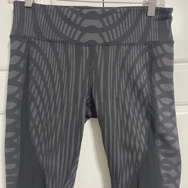 Aloha Island Alo Athletic Leggings Black Patterned Mesh Panels‎ Activewear Workout Pants Med - Image 3