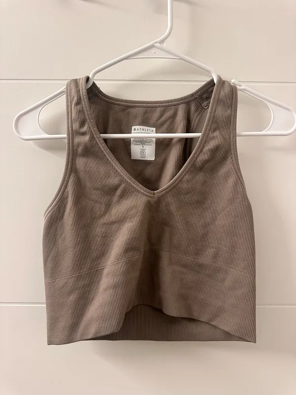 Athleta Ribbed Crop Tank in Taupe - Image 2