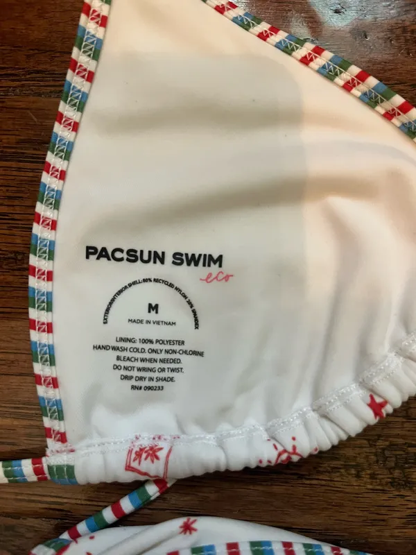 Pacsun White Printed Moira Triangle Bikini Top and bottom  - Image 6