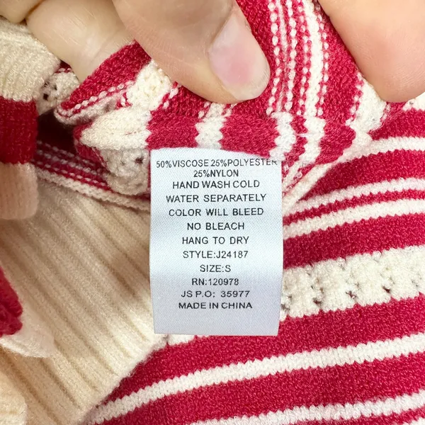 Entro Bow Sweater Top Size Small NWT Stripe Pointelle Knit Whimsical Feminine - Image 9