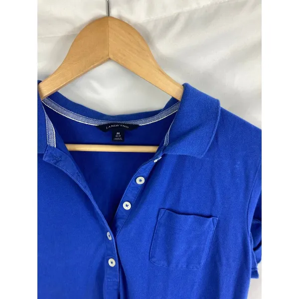 Lands End Women's Short Sleeve Blue Polo Dress Size Medium 10/12 - Image 2