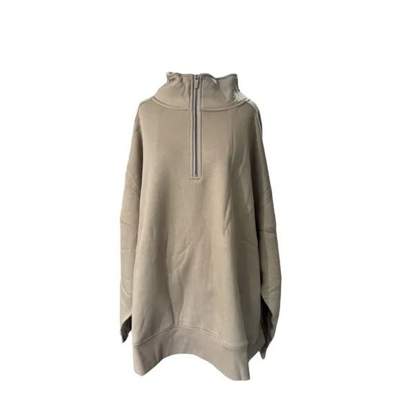 Xersion Women's Plus 2X Oversized Half Zip Pullover Sweatshirt Tan NEW - Image 15