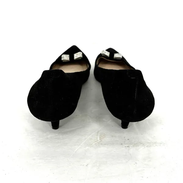 Coach Monroe Black Suede Kitten Heels Crystal Bow Pumps Women's Size 9 - Image 2
