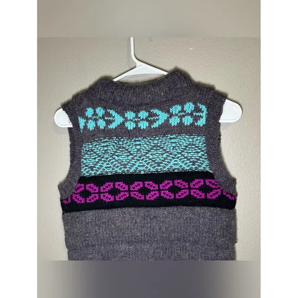 Free People Geometric Fair Isle Chunky Snap Button Knit Sweater Vest Women’s XS - Image 5
