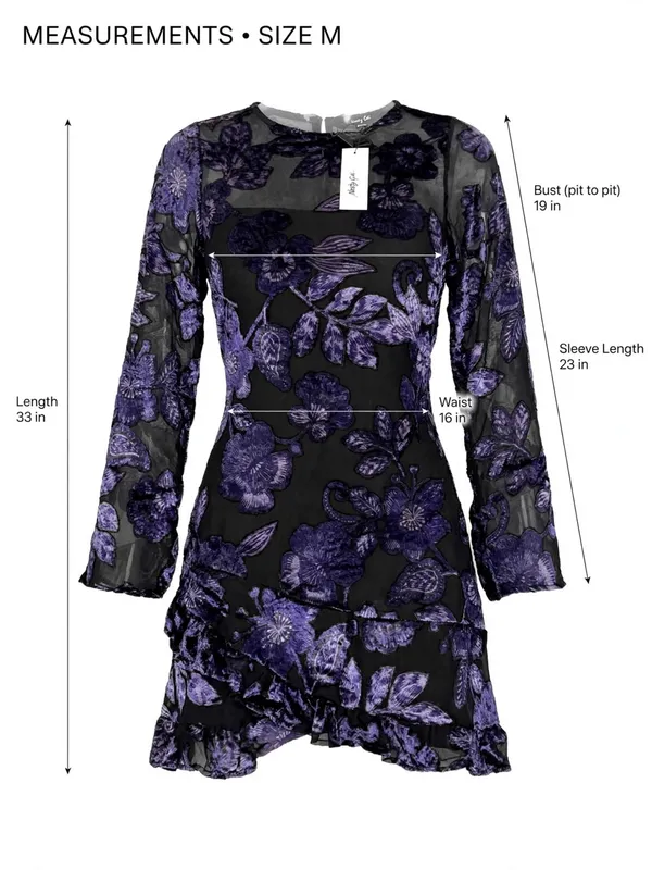 Nasty Gal Black Dress with Purple Floral Burnout - Image 4
