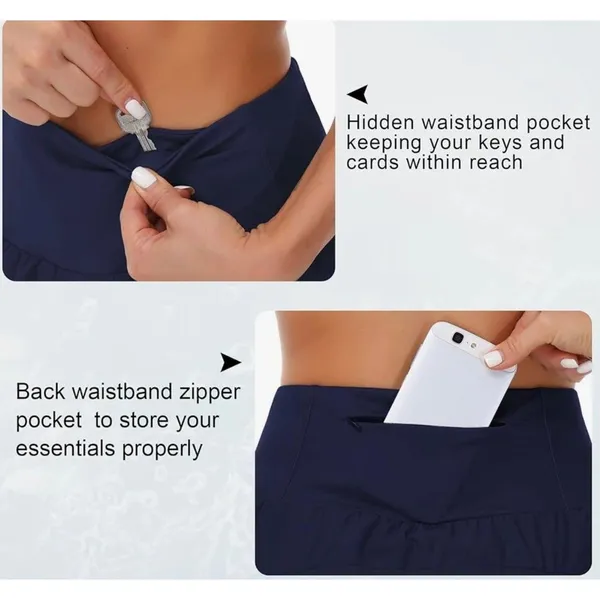 THE GYM PEOPLE High Waisted Running Shorts Navy Blue Size M New With Tag - Image 4