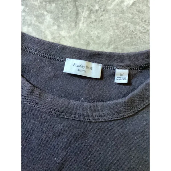 Sunday Best Aritzia Black Short Sleeve Crewneck T-Shirt Ribbed Basic Top Medium - Image 2