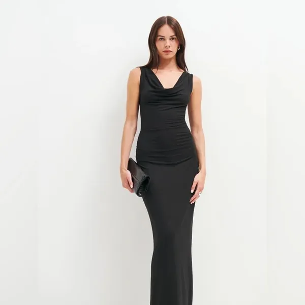 Reformation‎ Raewyn Knit Black Dress Cowl Neck Sleeveless - Image 4