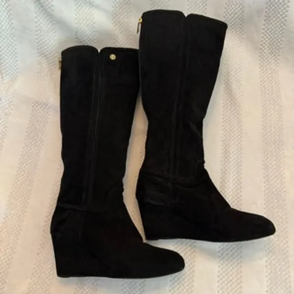 tory burch wedge heel suede knee high boots size 8 - Image 7