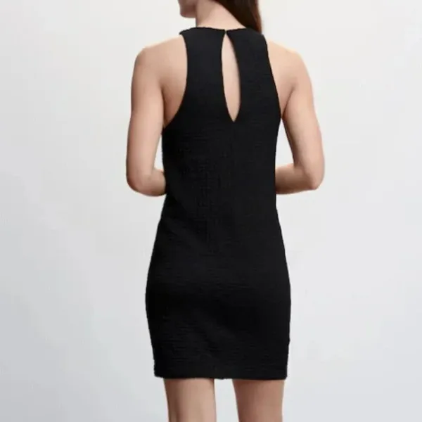Mango MNG Textured‎ Short Black Dress Sleeveless NWT Size 6 - Image 4