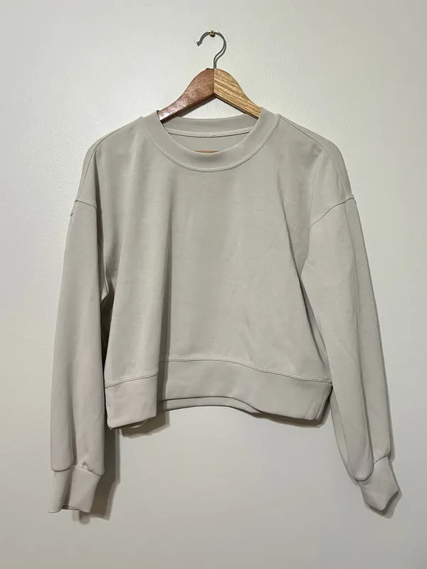 Lululemon Softstreme Cropped Crew Size 4 Pullover Sweatshirt Bone - Image 2