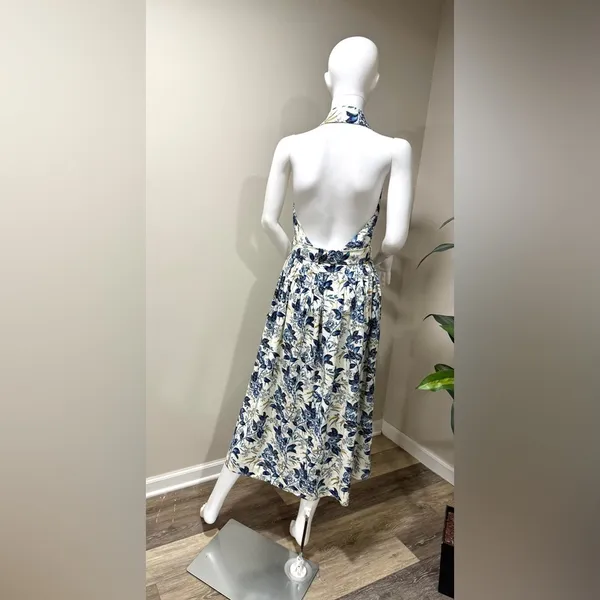 NWT Tuckernuck Lena Midi Dress Size 6 Blue White Floral Belted - Image 8