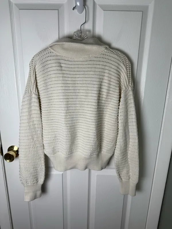 Varley Tara Pointelle Half Zip Sweater S - Image 3