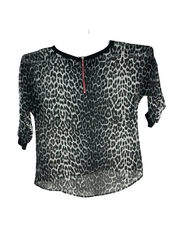 Maurices Womens Leopard Print Sheer Top XL Black & White Lightweight Style - Image 2