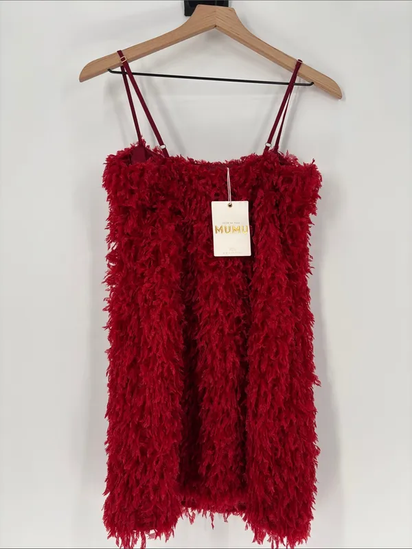 Show Me Your Mumu Valencia Red Feather Mini Dress small new - Image 3