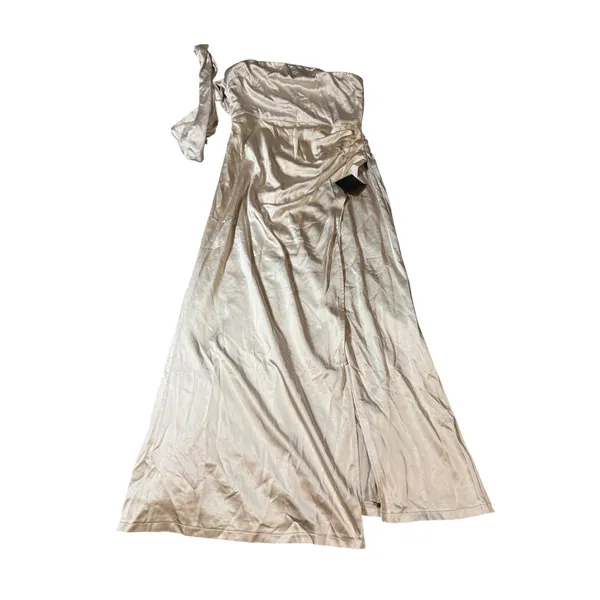 NWT‎ Lulus Size XL Off White Beige Maritza Champagne Satin Sash Tulip Maxi Dress - Image 3
