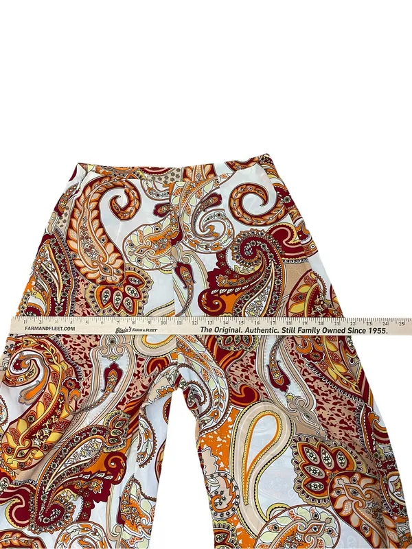 High Waisted Wide Leg Paisley Print Women’s Pants in Multi-Color - Image 4