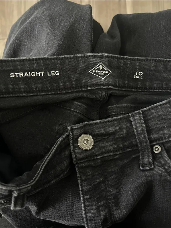 Classic Denim Black Straight Leg Jeans SZ 10 LONG - Image 3
