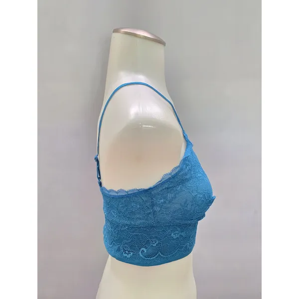 Blue Romantic Boudoir Bridal Cottage Lingerie Feminine Floral Lace Bra Small - Image 4