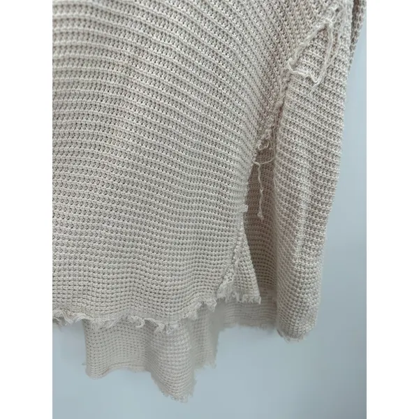 Free People‎ Cream Moonshine V Neck Sweater Cold Shoulder Distressed Small FW26 - Image 8