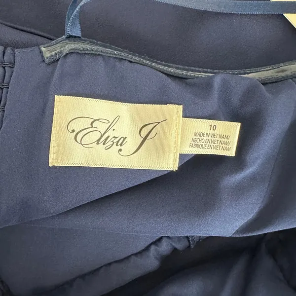 Eliza J Maxi Dress Navy Halter Pleated Embellished Formal Cocktail US 10 NWT - Image 8