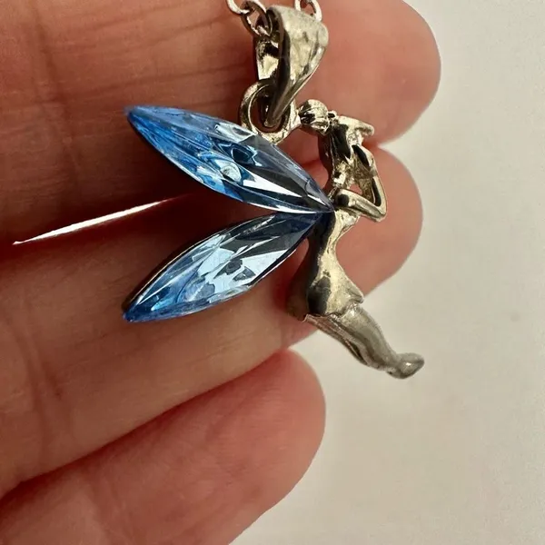 Silver tone and blue tinker bell pendant necklace - Image 6
