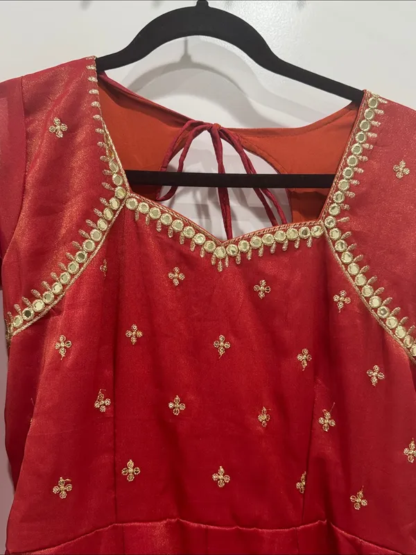 Indya Orange rust Embroidered Anarkali Dress with Gold Accents size S - Image 5