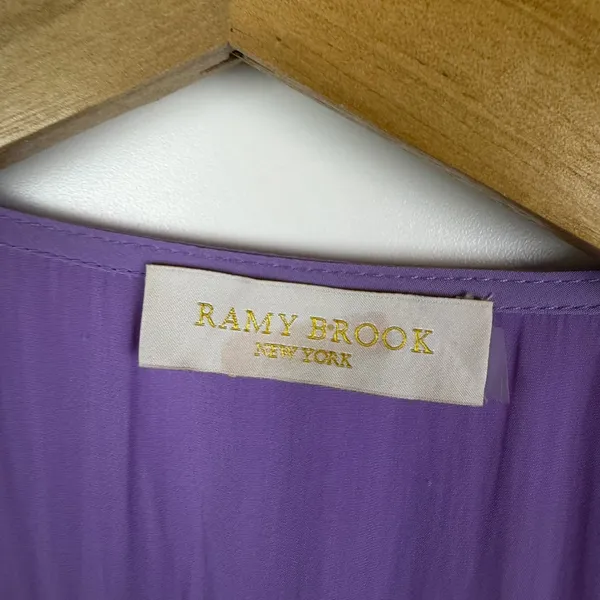 Ramy Brook‎ Purple Smocked Waist Tiered Mini Dress Medium Cocktail Party Flowy - Image 7