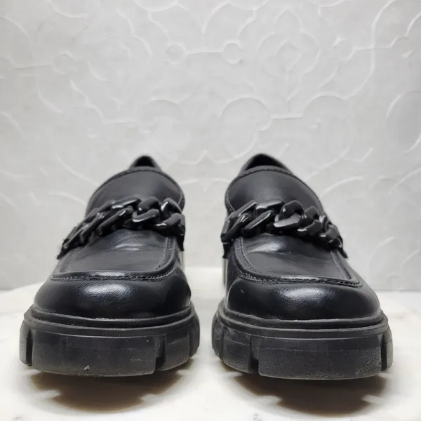 Madden Girl Hoxtonn Chunky Platform Loafer Womens 8 Black Chain Lug Sole‎ Grunge - Image 12