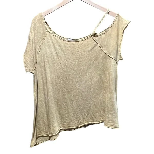 Free People Coraline Cold Shoulder Tee Shirt in Gold Oversized XS‎ - Image 3