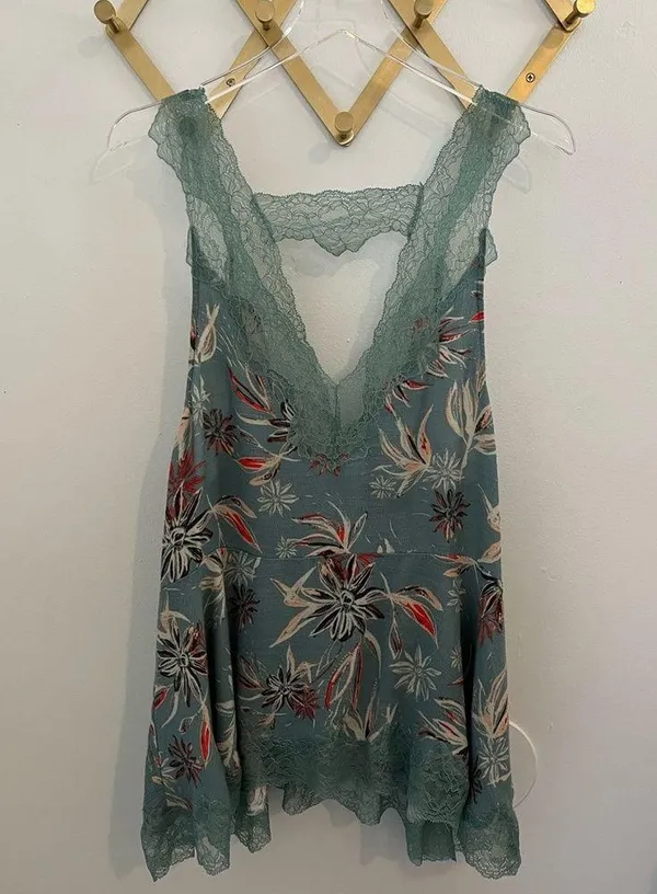 Free People Bellflower Lace Tunic Tank in Seaglass Medium - Image 5
