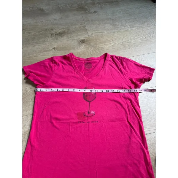 EUC Womens Life Is Good Tshirt Pink Wine Glass Crusher tee classic fit size M - Image 5