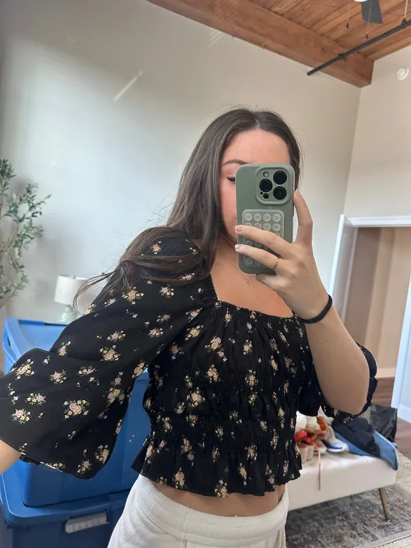 Black Floral Dress Love Tree White - Image 3