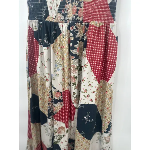 Urban Outfitters Maxi Dress Womens L Patchwork Smocked Boho Cottagecore Prairie - Image 4