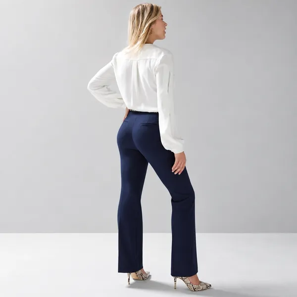 WHBM Dress Pants Womens 4L 4T Tall Ines Slim Bootcut Comfort Stretch Navy Blue - Image 3